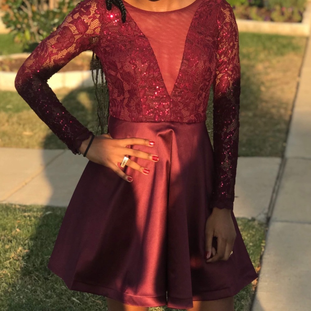 Short Mesh and Leather Homecoming Dress